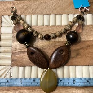 Handcrafted:  Elegant Brown and Gold Beaded purse charm